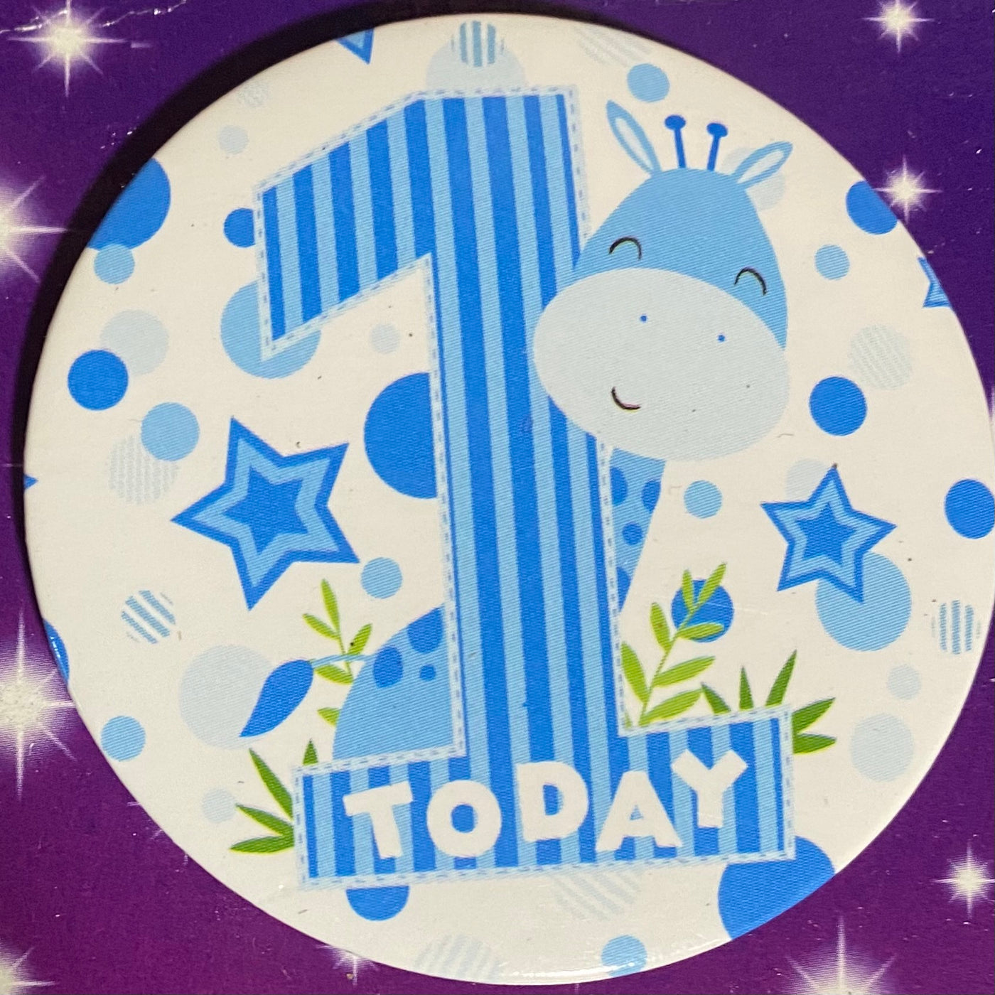 1 Today Blue Giraffe Badge