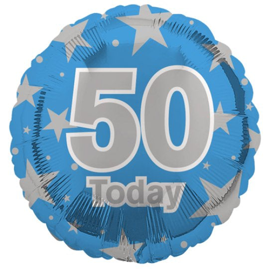 50 Today Blue & Silver Balloon