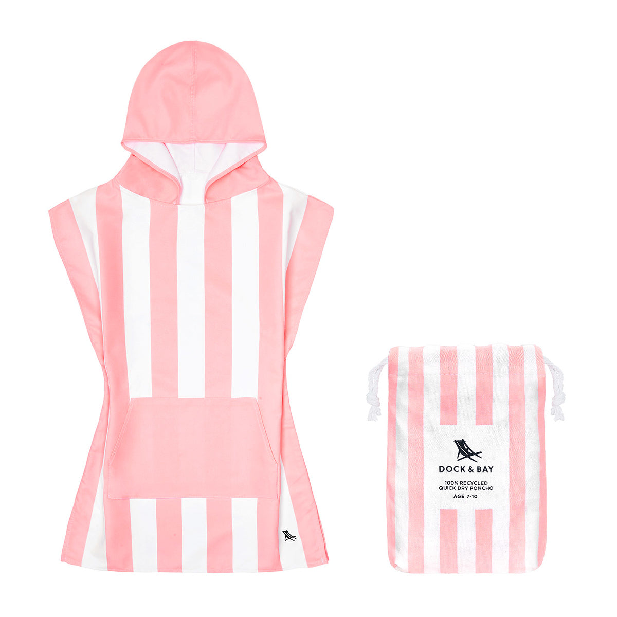 Quick Dry Kids Hooded Towel/Poncho - Malibu Pink - Dock & Bay