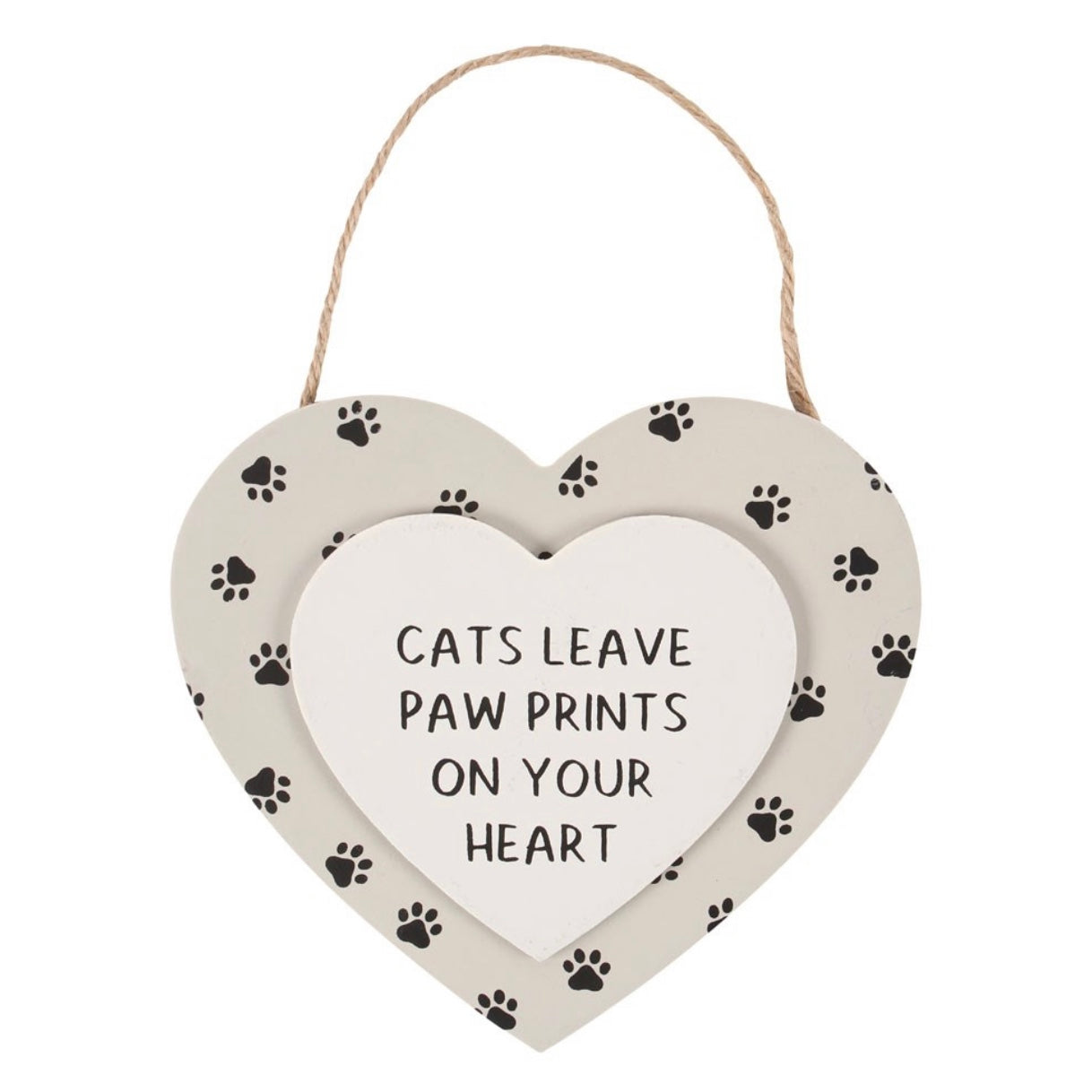 Cats Leave Paw Prints Hanging Heart Sign