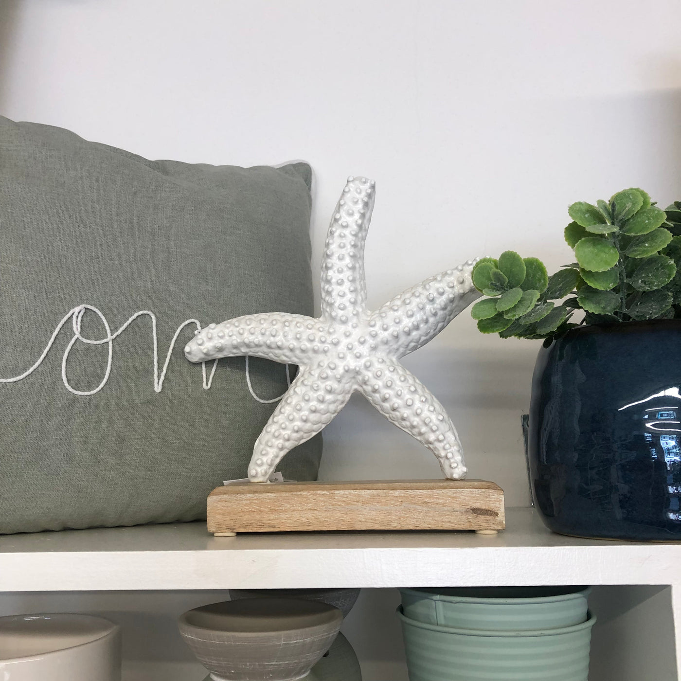 Starfish on Wooden Base