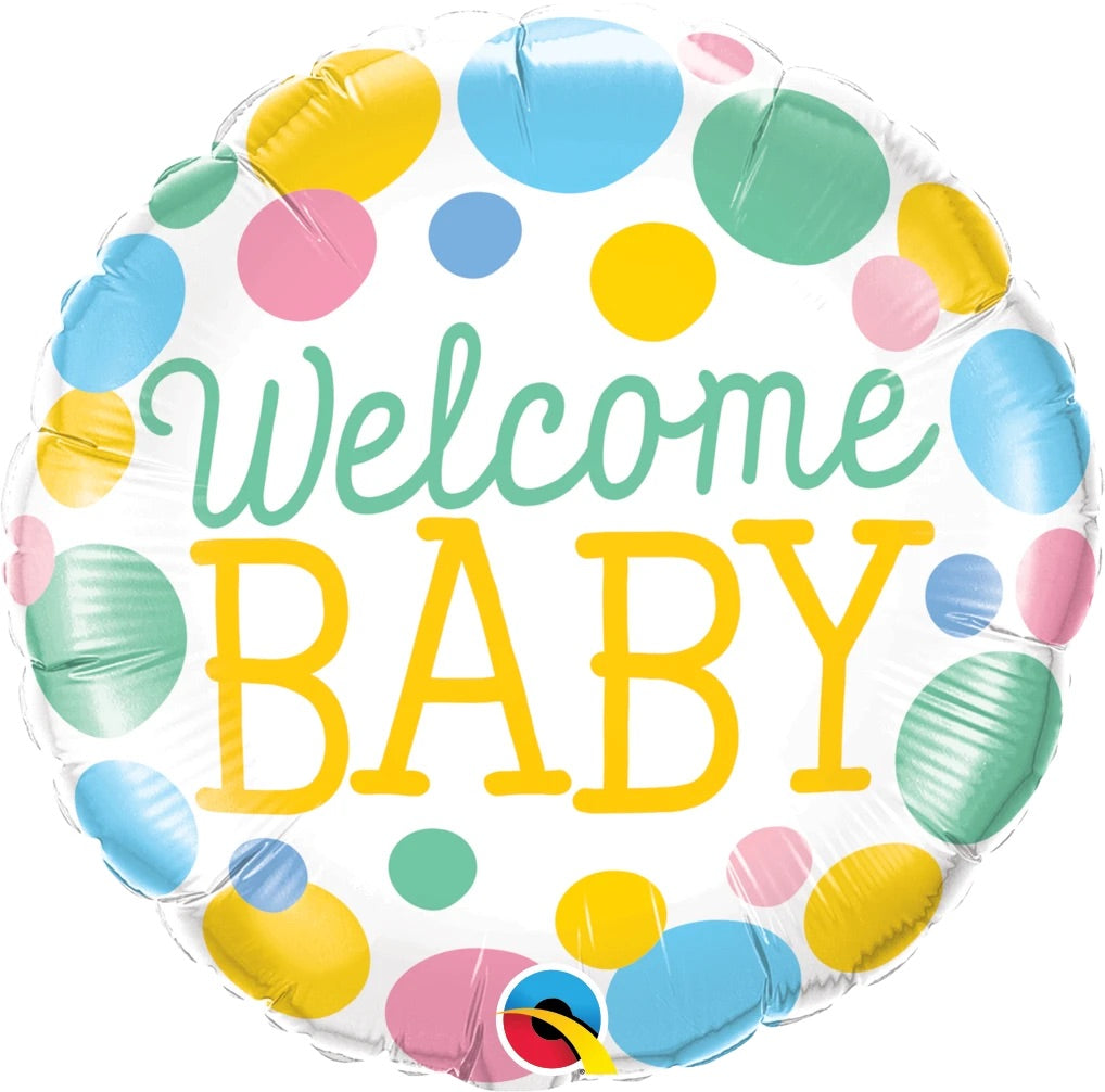 Welcome Baby Dots Balloon