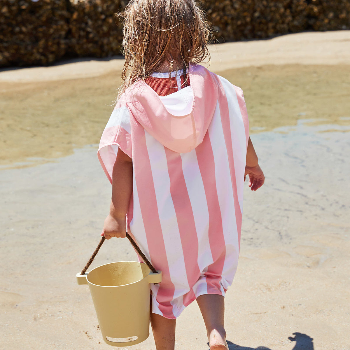 Quick Dry Kids Hooded Towel/Poncho - Malibu Pink - Dock & Bay