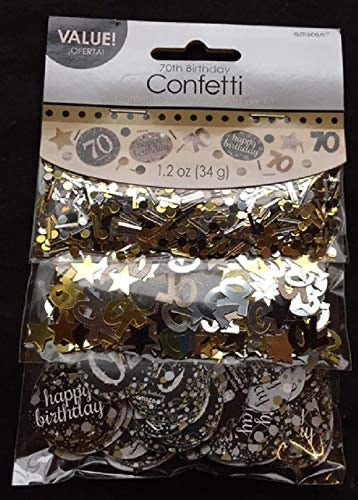 Black & Gold 70th Birthday Confetti