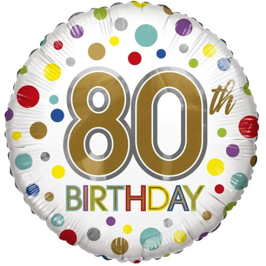 80 Birthday Rainbow Dots Balloon