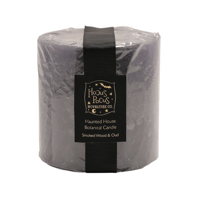 Grey Haunted House Pillar Candle