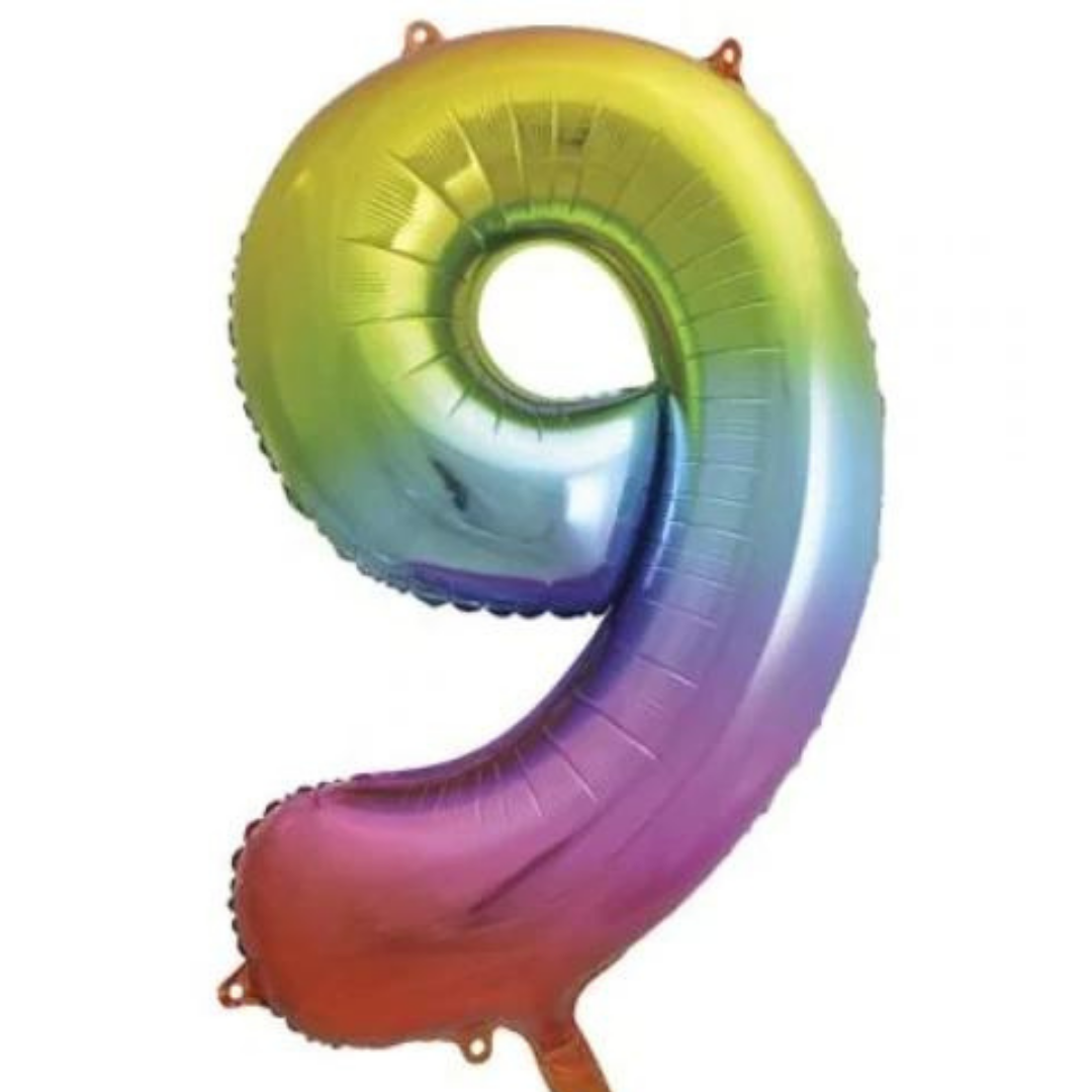 Number Balloon - 9 - Rainbow