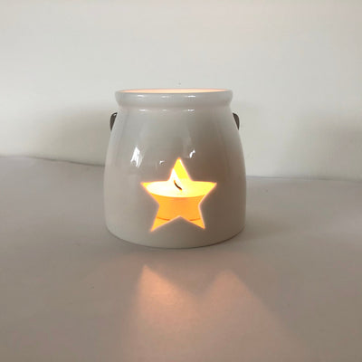 White Porcelain Star Tea Light Holder