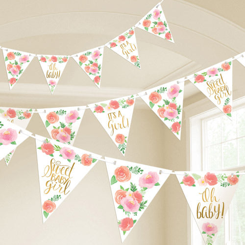 Floral Baby Girl Pennant Banner