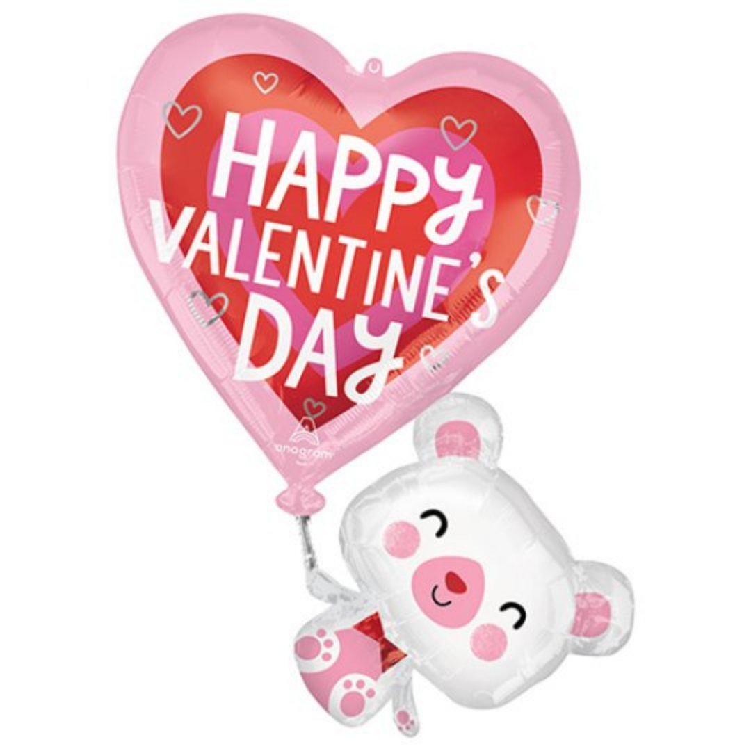 Floating Bear Supershape Valentine's Balloon