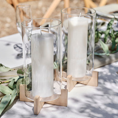 Glass Church Wooden Candle Holder