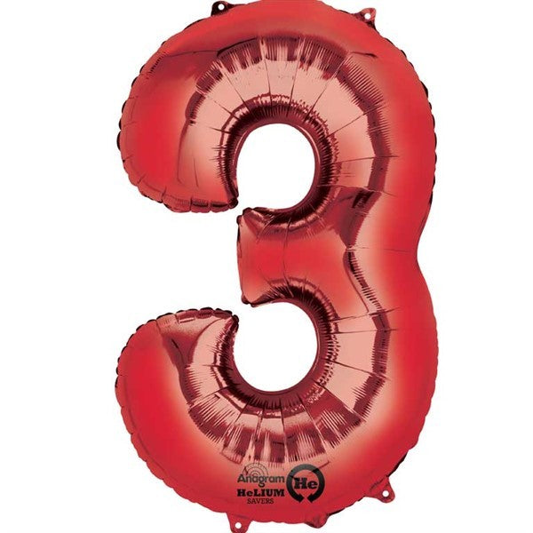 Number Balloon - 3 - Red