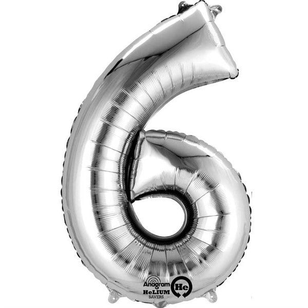 Number Balloon - 6 - Silver