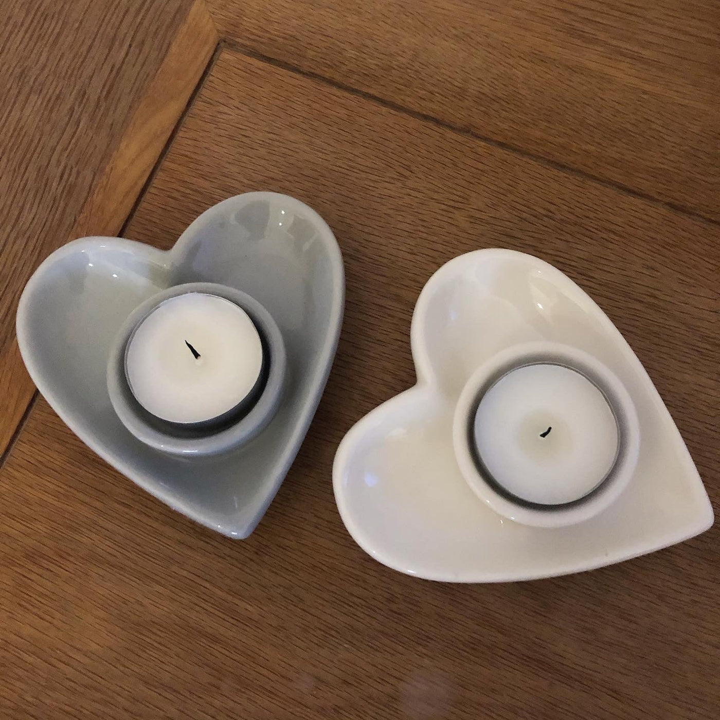 Small Ceramic Heart Tea Light Holder, Grey
