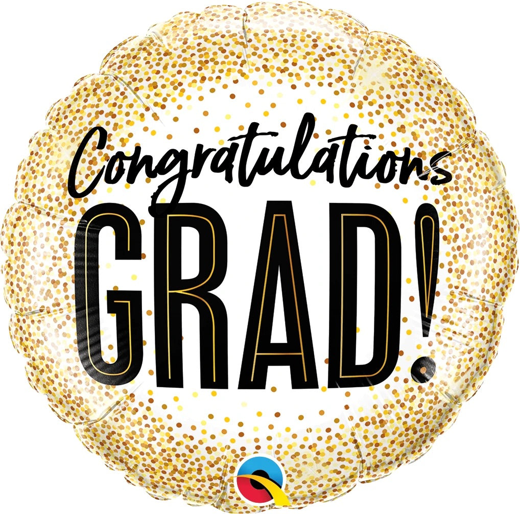 Congratulations Grad Gold Glitter Dots Balloon