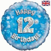 12 Happy Birthday Blue Balloon