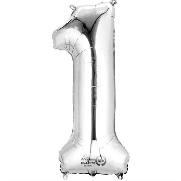 Number Balloon - 1 - Silver