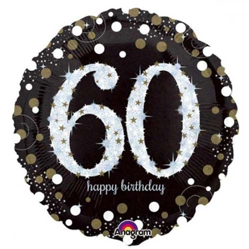 60 Sparkling Black & Gold Balloon