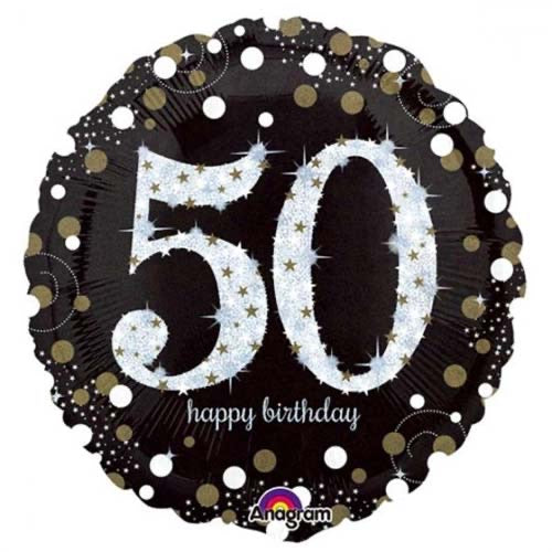 50 Sparkling Black & Gold Balloon