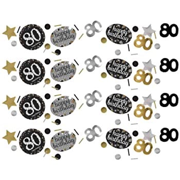 Black & Gold 80th Birthday Confetti