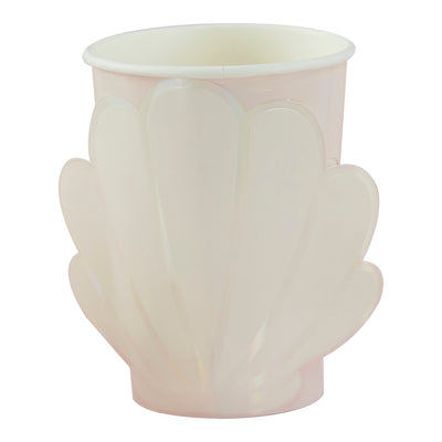 Iridescent and Pink Mermaid Shell Paper Cups