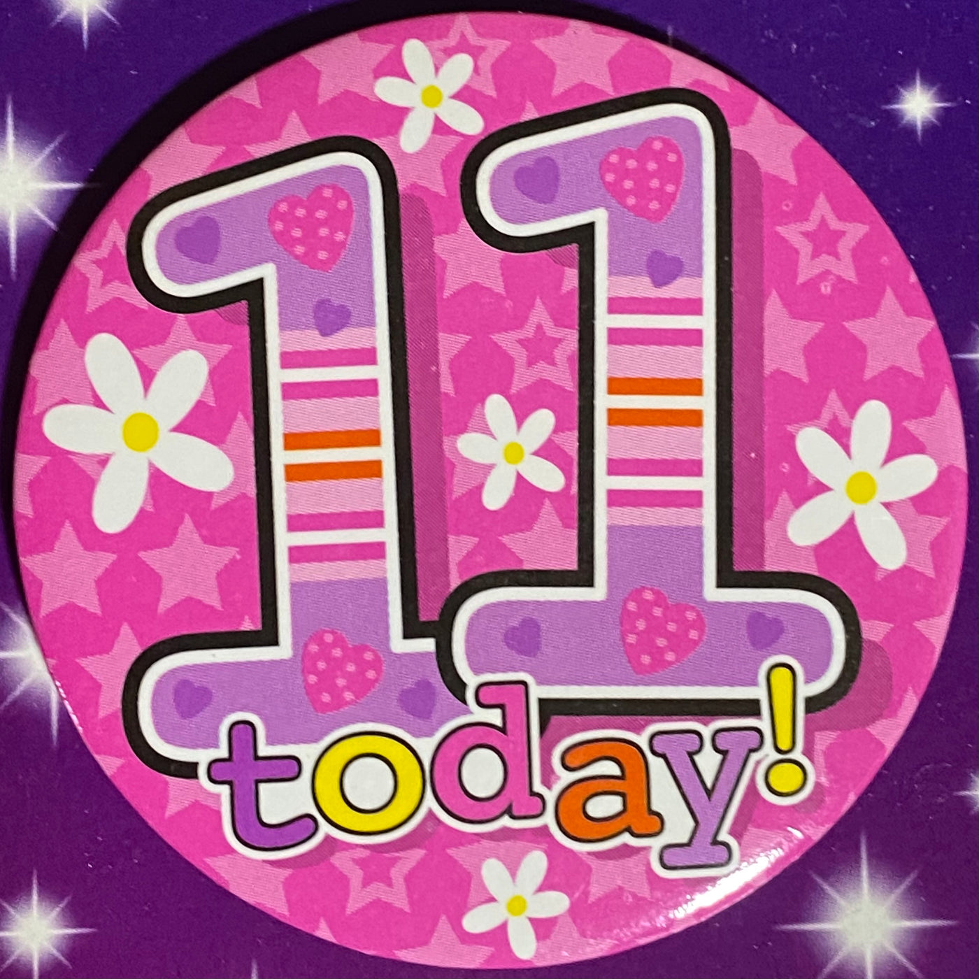 11 Today Pink Flowers Badge