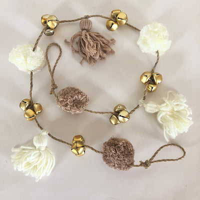 Brown & Cream Pom Pom Garland