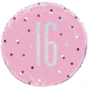 16 Glitz Pink & Silver Balloon