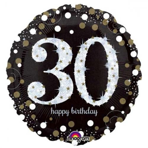 30 Sparkling Black & Gold Balloon