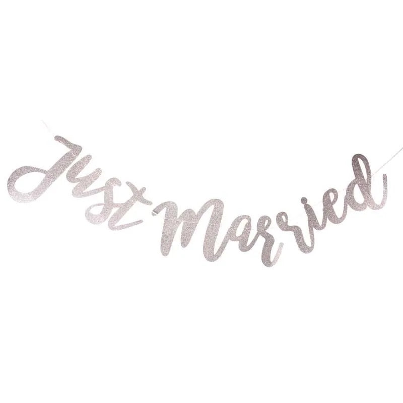 Just Married Silver Script Banner
