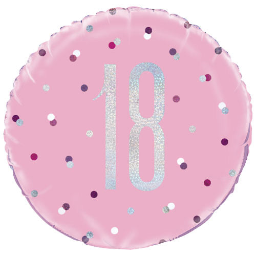 18 Glitz Pink & Silver Balloon