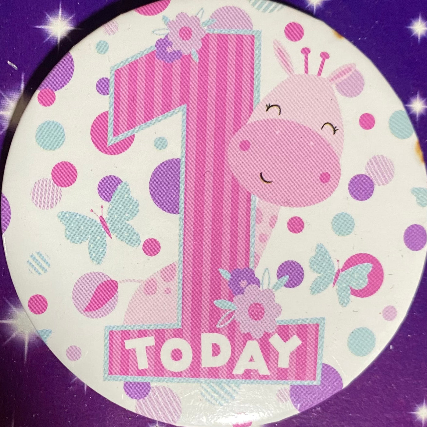 1 Today Pink Giraffe Badge