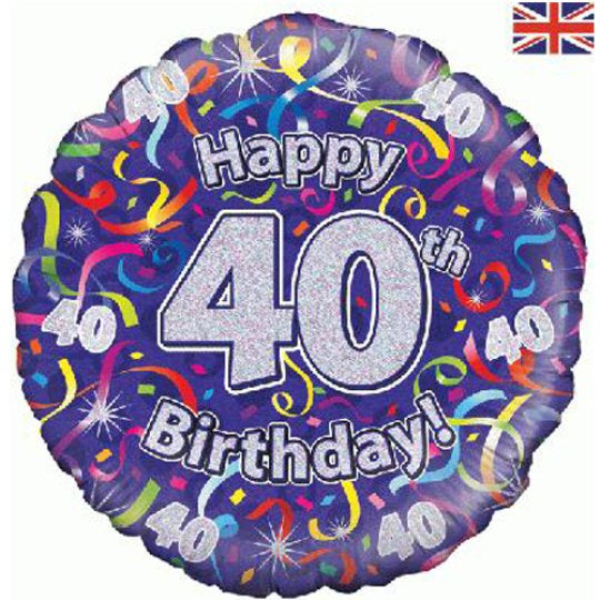 40th Birthday Streamers Balloon
