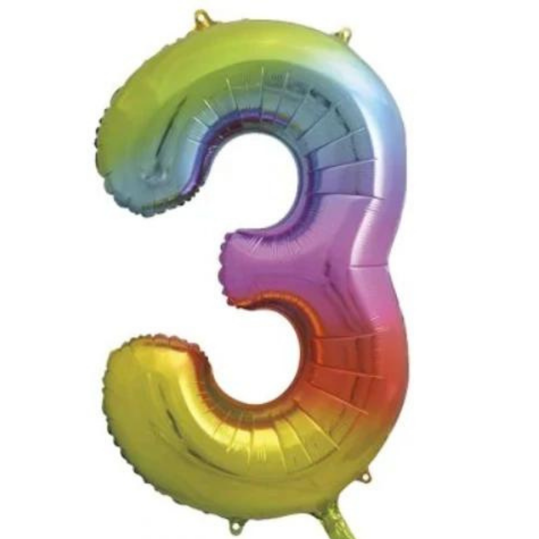 Number Balloon - 3 - Rainbow
