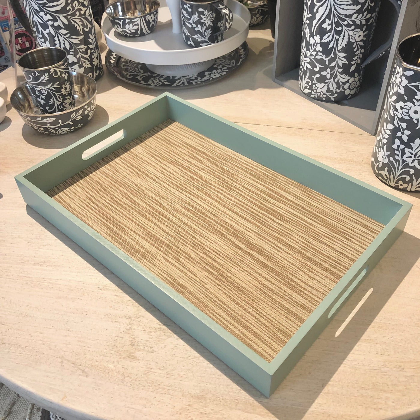 Green/White Wooden Tray