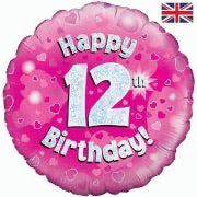 12 Happy Birthday Pink Balloon