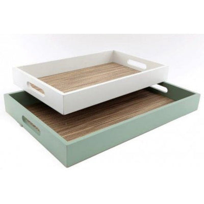 Green/White Wooden Tray