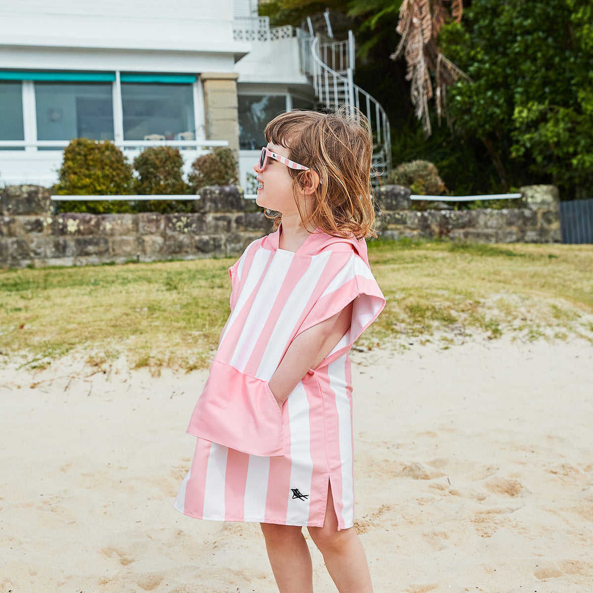 Quick Dry Kids Hooded Towel/Poncho - Malibu Pink - Dock & Bay