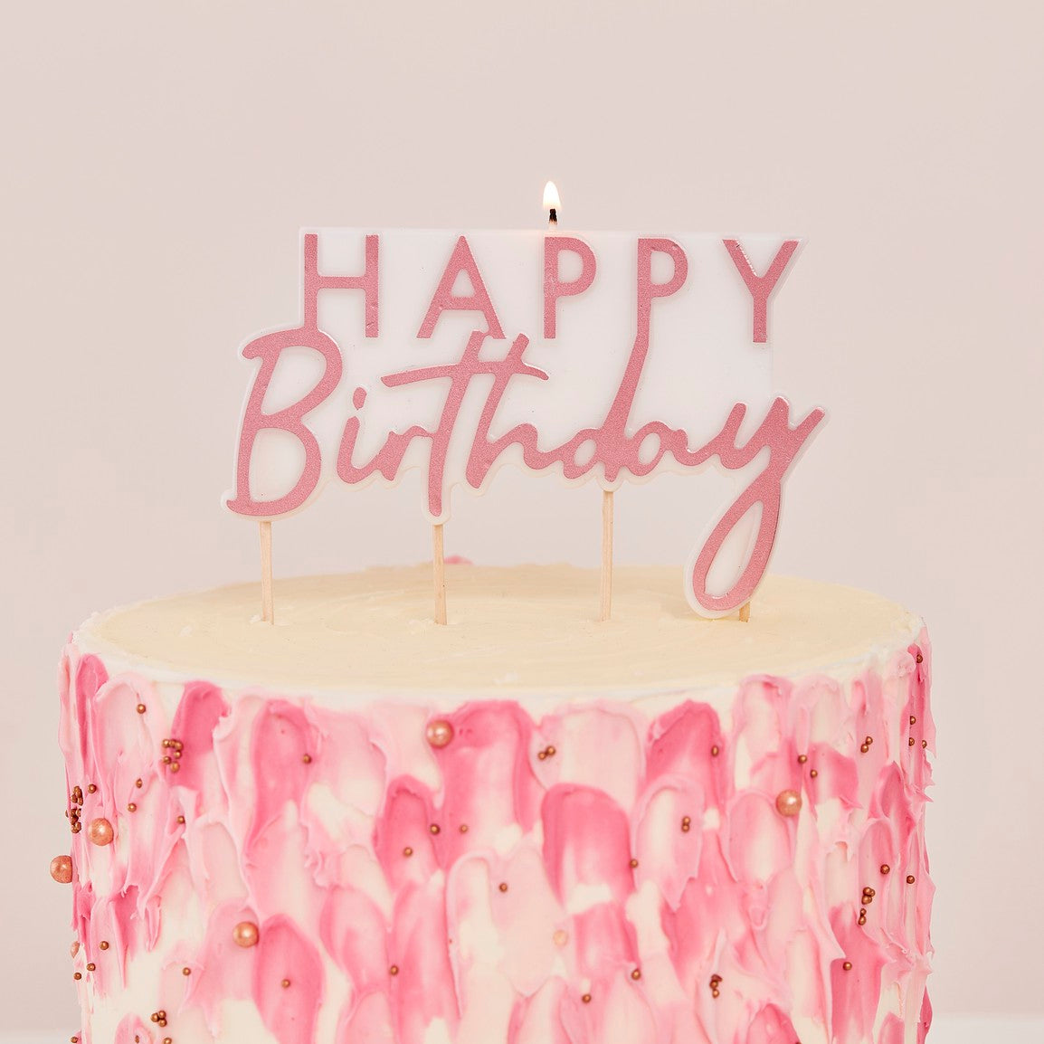 Rose Gold Happy Birthday Candle