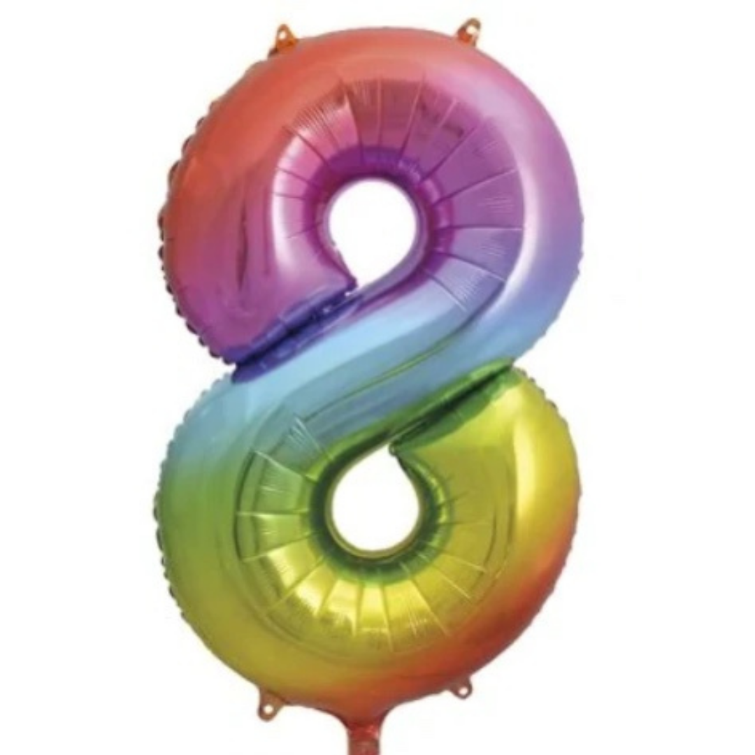 Number Balloon - 8 - Rainbow