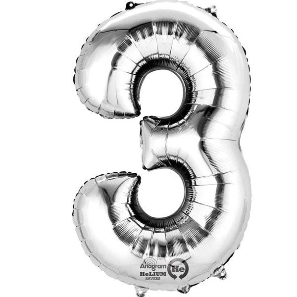 Number Balloon - 3 - Silver