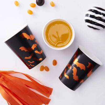 Halloween Orange Foiled Bat Paper Cups