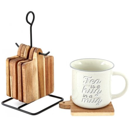 Hanging Wooden Coasters, set of 6
