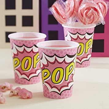 Superhero Pink Paper Cups