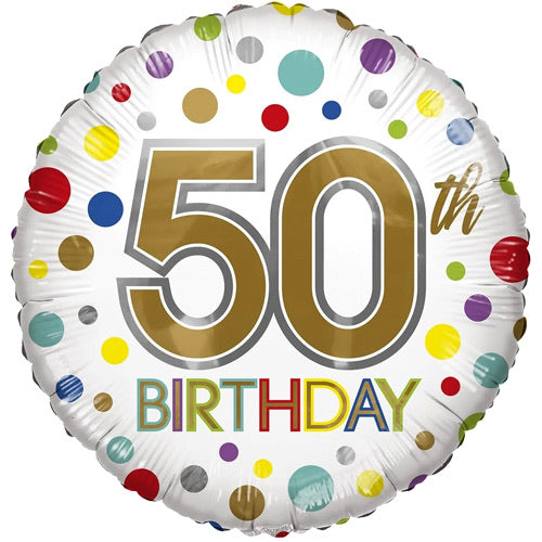 50 Rainbow Dots Birthday Balloon