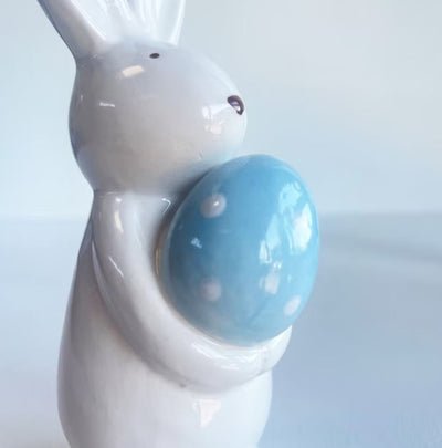 White Easter Bunny with Egg